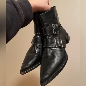 Capezzani Italian Pointed Toe Moto Boot leather